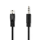 CAGL20100BK10 Din-audiokabel | din 5-pins male | 3,5 mm male | vernikkeld | 1.00 m | rond | pvc | zwart | label