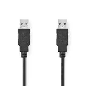 CCGL60000BK50 Usb-kabel | usb 2.0 | usb-a male | usb-a male | 480 mbps | vernikkeld | 5.00 m | rond | pvc | zwart 