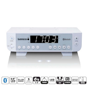 KCR-100WH Fm-keukenradio met bluetooth® led-verlichting en timer wit