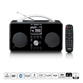 PIR-645BK Internet dab+/fm-radio met bluetooth-afstandsbediening en oplaadbare batterij