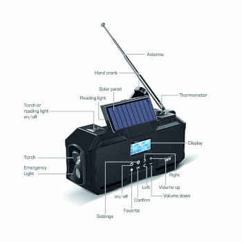 22-105-00 Dabman or 1 robuuste dab+ / fm / bluetooth buitenradio / zwengelradio zwart Product foto