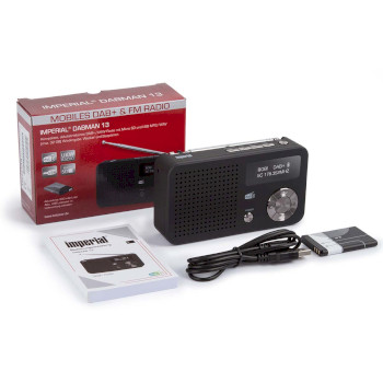 22-121-00 Imperial dabman 13 draagbare dab+ / fm radio zwart Inhoud verpakking foto