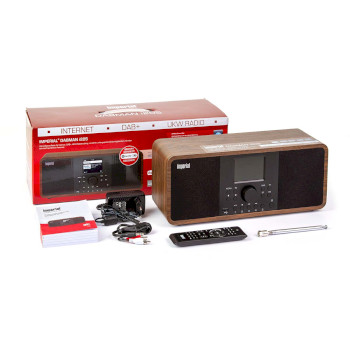 22-233-00 Imperial dabman i205 hybride stereo radio dab+ / fm / internet / bluetooth houtlook Inhoud verpakking foto