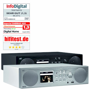 22-246-00 Dabman i450 hybride stereo radio dab+ / fm / internet /bluetooth wit-zilver Product foto