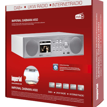 22-246-00 Dabman i450 hybride stereo radio dab+ / fm / internet /bluetooth wit-zilver Verpakking foto