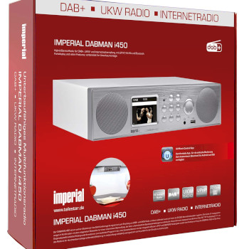 22-246-00 Dabman i450 hybride stereo radio dab+ / fm / internet /bluetooth wit-zilver Verpakking foto