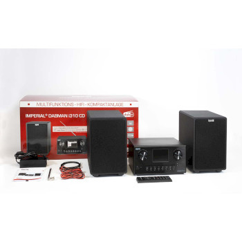 22-329-00 Dabman i310 cd hybride micro hifi systeem dab+ / fm / internet / bluetooth zwart Inhoud verpakking foto