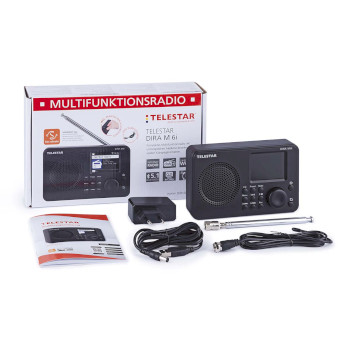 30-016-02 Dira m 6i ultracompacte multifunctionele radio dab+ / fm / internet / bluetooth zwart Inhoud verpakking foto