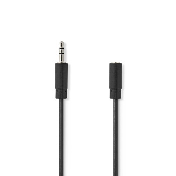 CAGL22050BK30 Stereo-audiokabel | 3,5 mm male | 3,5 mm female | vernikkeld | 3.00 m | rond | zwart | label