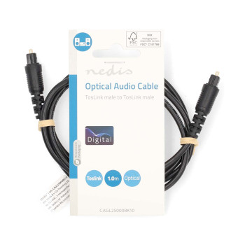 CAGL25000BK10 Optische audiokabel | toslink male | toslink male | 1.00 m | rond | pvc | zwart | label  foto