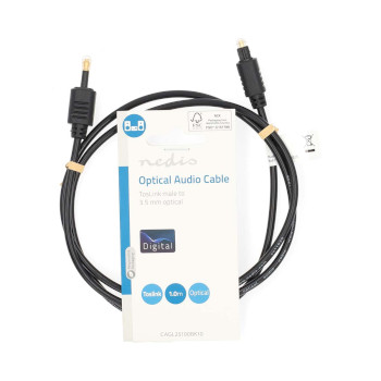 CAGL25100BK10 Optische audiokabel | toslink male | mini-toslink | 1.00 m | rond | pvc | zwart | label  foto