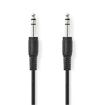 CAGP23000BK20 Stereo-audiokabel | 6,35 mm male | 6,35 mm male | vernikkeld | 2.00 m | rond | zwart | envelop