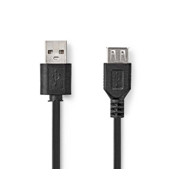 CCGB60010BK02 Usb-kabel | usb 2.0 | usb-a male | usb-a female | 480 mbps | vernikkeld | 0.20 m | rond | pvc | zwar