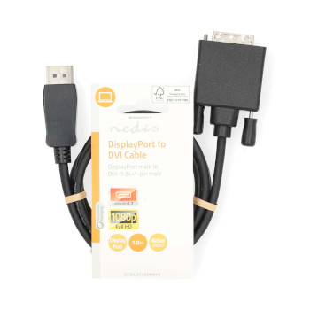 CCGL37200BK10 Displayport-kabel | displayport male | dvi-d 24+1-pins male | 1080p | vernikkeld | 1.00 m | rond | p  foto