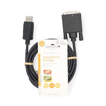 CCGL37200BK20 Displayport-kabel | displayport male | dvi-d 24+1-pins male | 1080p | vernikkeld | 2.00 m | rond | p  foto