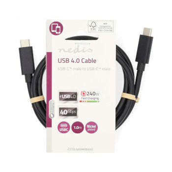 CCGL66040BK10 Usb-kabel | usb 4.0 gen 3x2 | usb-c™ male | usb-c™ male | 240 w | 8k@60hz | 40 gbps | ve  foto