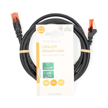 CCGL85200BK15 Cat6 netwerkkabel | rj45 male | rj45 male | u/utp | 1.50 m | rond | pvc | zwart | label  foto