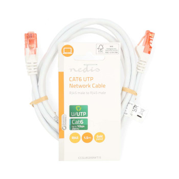 CCGL85200WT15 Cat6 netwerkkabel | rj45 male | rj45 male | u/utp | 1.50 m | rond | pvc | wit | label  foto