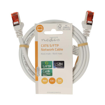 CCGL85221WT15 Cat6 netwerkkabel | rj45 male | rj45 male | s/ftp | 1.50 m | rond | lszh | wit | label  foto