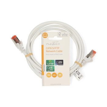 CCGL85221WT20 Cat6 netwerkkabel | rj45 male | rj45 male | s/ftp | 2.00 m | rond | lszh | wit | label  foto