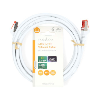 CCGL85221WT30 Cat6 netwerkkabel | rj45 male | rj45 male | s/ftp | 3.00 m | rond | lszh | wit | label  foto