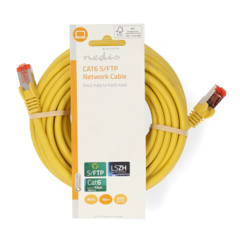 CCGL85221YE100 Cat6 netwerkkabel | rj45 male | rj45 male | s/ftp | 10.0 m | rond | lszh | geel | label  foto