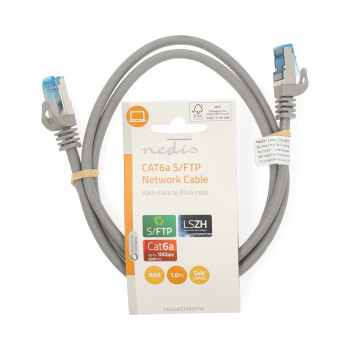 CCGL85330GY10 Cat6a netwerkkabel | s/ftp | rj45 male | rj45 male | 1.00 m | snagless | rond | lszh | grijs | label  foto