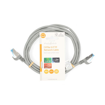 CCGL85330GY20 Cat6a netwerkkabel | s/ftp | rj45 male | rj45 male | 2.00 m | snagless | rond | lszh | grijs | label  foto