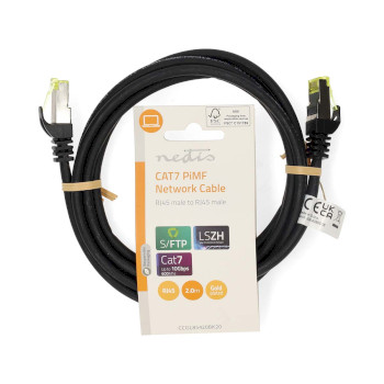 CCGL85420BK20 Cat7 netwerkkabel | s/ftp | rj45 male | rj45 male | 2.00 m | snagless | rond | lszh | zwart | label  foto