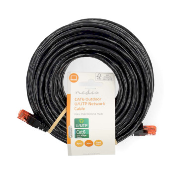 CCGL85900BK200 Cat6 netwerkkabel | rj45 male | rj45 male | u/utp | 20.0 m | buitenshuis | rond | pe | zwart | label  foto