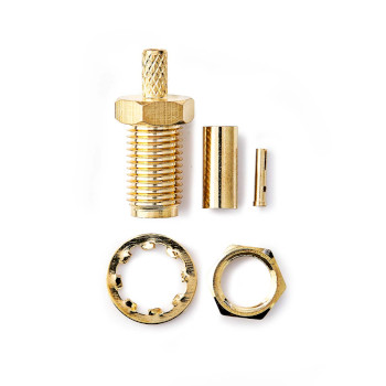 CSGB02901GD Sma-connector | recht | female | verguld | 50 ohm | krimp | diameter kabelinvoer: 2.55 mm | metaal | Inhoud verpakking foto