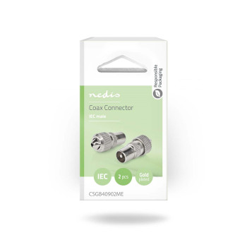 CSGB40902ME Iec (coax) connector | recht | male | vernikkeld | 75 ohm | schroef | diameter kabelinvoer: 7.0 mm |  foto