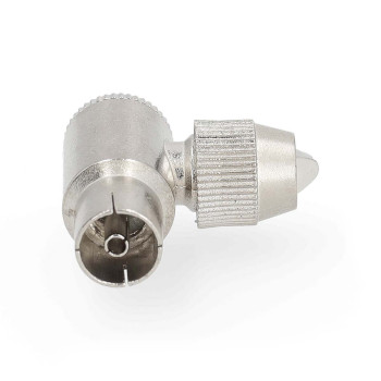 CSGB40925ME Iec (coax) connector | 90° gehoekt | female | vernikkeld | 75 ohm | schroef | diameter kabelinv Product foto