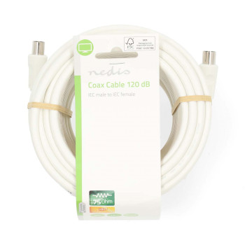 CSGL40020WT150 Coaxkabel | iec (coax) male | iec (coax) female | vernikkeld | 120 db | 75 ohm | viervoudig afgesche  foto