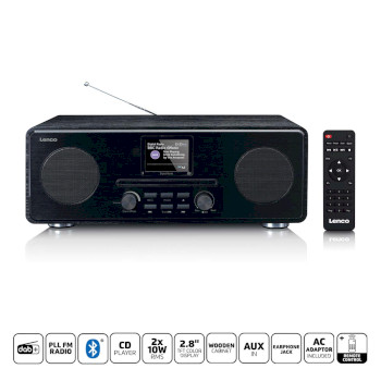 DAR-061BK Dab+ fm-radio met cd mp3-speler bluetooth zwart