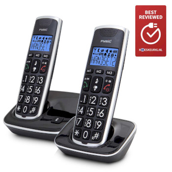 FX-6020 Dect seniorentelefoon met grote toetsen en 2 handsets zwart