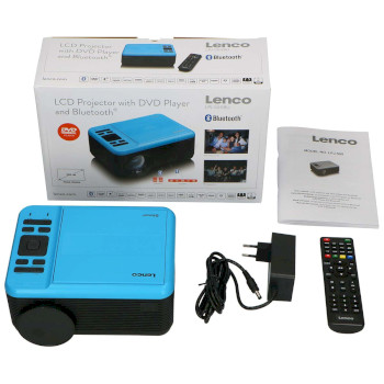 LPJ-500BU Lcd projector met dvd-speler en bluetooth® blue Inhoud verpakking foto