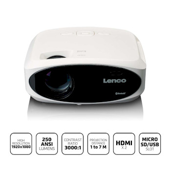 LPJ-900WH Full hd 1080p lcd-projector met bluetooth wit