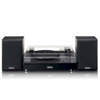 LS-101BK Riemaandrijving houten platenspeler met bluetooth-ontvangst en 2 externe luidsprekers Product foto