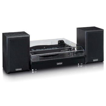 LS-101BK Riemaandrijving houten platenspeler met bluetooth-ontvangst en 2 externe luidsprekers Product foto