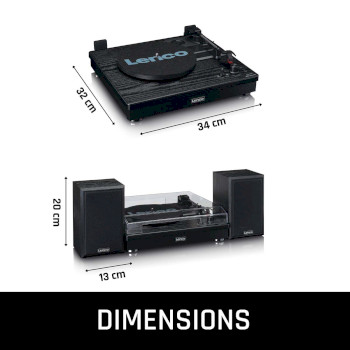 LS-101BK Riemaandrijving houten platenspeler met bluetooth-ontvangst en 2 externe luidsprekers Product foto