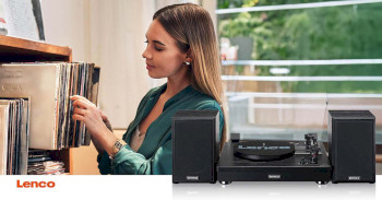 LS-101BK Riemaandrijving houten platenspeler met bluetooth-ontvangst en 2 externe luidsprekers Product foto