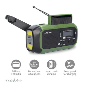 RDDBCR2000GN Noodradio | draagbaar model | dab+ / fm | batterij gevoed / handslinger / solar powered / usb gevoed Product foto