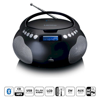 SCD-331BK Draagbare radio cd/mp3 met usb en bluetooth zwart