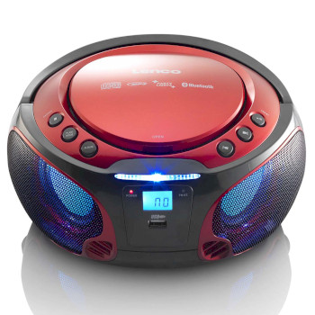 SCD-550RD Scd-550rd draagbare fm-radio cd/mp3/usb/bluetooth-speler® met led-verlichting rood Product foto