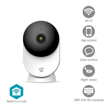 WIFICI12CWT Smartlife camera voor binnen | wi-fi | 3mp full hd 1296p | cloud opslag (optioneel) / microsd (niet 