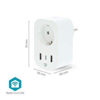 WIFIP151FWT Smartlife slimme stekker | wi-fi | ip21 | energiemeter | 3680 w | type f (cee 7/7) / 1x usb-c™ Product foto