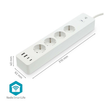 WIFIP313FWT Smartlife stekkerdoos | wi-fi | hybrid (cee 7/7) / usb-a / usb-c™ | 16 a | 3680 w | 2.00 m | 0 Product foto