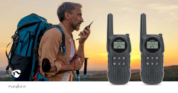 WLTK1050BK Walkie talkie set | 2 handsets | tot 10 km | frequentiekanalen: 8 | ptt / vox | tot 3 uur | koptelef Product foto