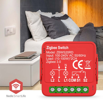 ZBWS20RD Smartlife modules | zigbee 3.0 | 2x100 w | kroonsteen | app beschikbaar voor: android™ / ios Product foto